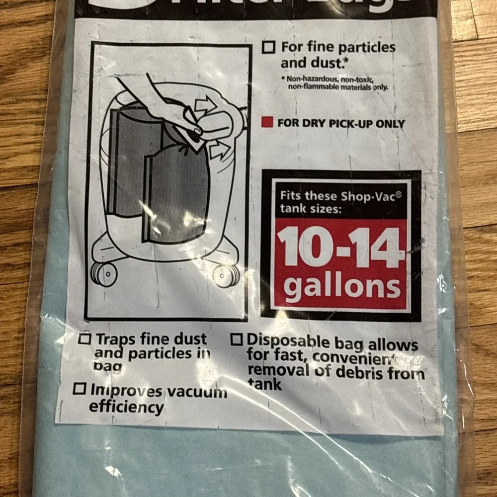 Shop-Vac 90662 10-14 Gallon Vacuum Disposable Filter Bags 3-Pack OEM - NEW